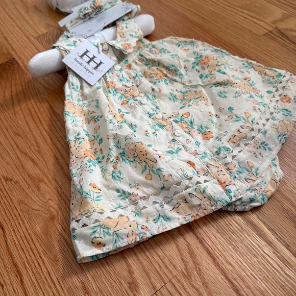 Haute Hippie Baby Girl Easter Dress W/Shoes, Bunny Ear Headband & Diaper Cover - Picture 3 of 16